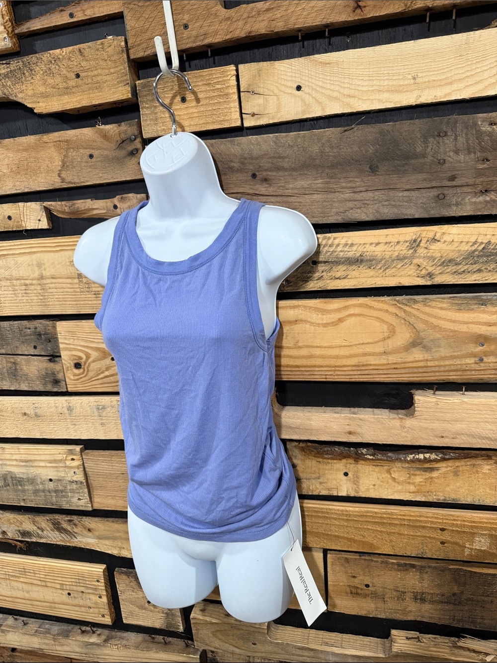 All Saints Rina Ribbed Tank Top In Washed Blue Size 6 - Picture 2 of 10